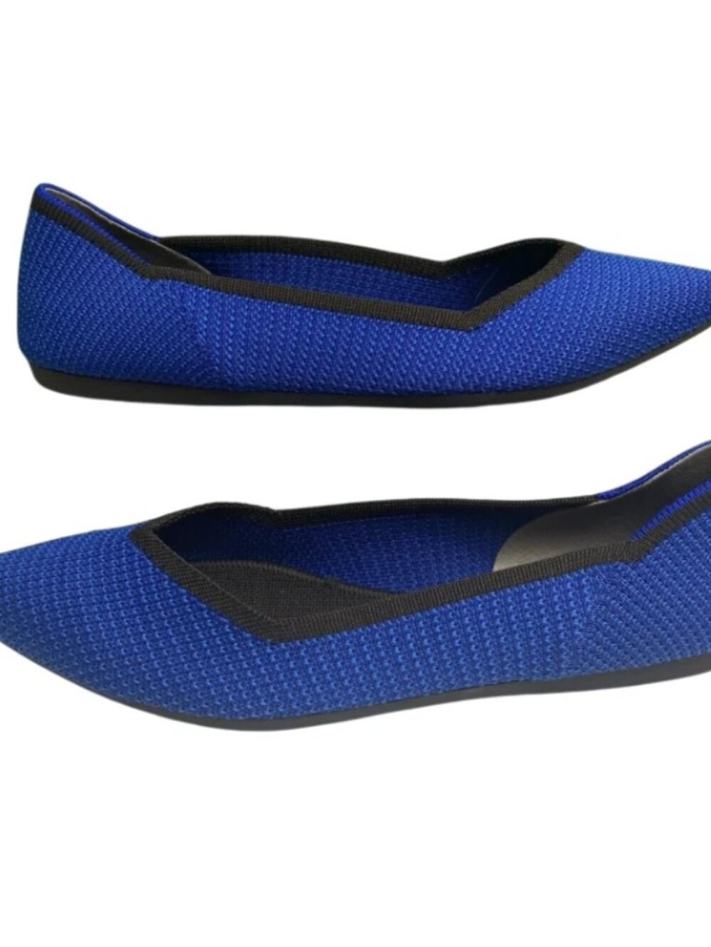 Rothy's The Point Lazuli Blue Black Flat Knit Slip On Shoes Womens Size 9.5 OG
